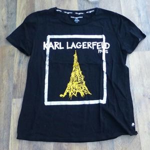 Karl Lagerfeld Paris short sleeve S T Shirt Sparkle and Opalescent Embellishment